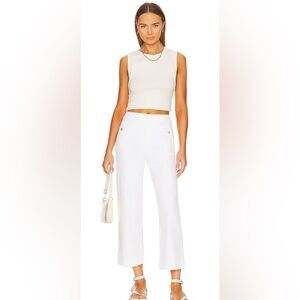 Spanx Sailor Button Pocket Stretch Cropped Wide Leg Pants White